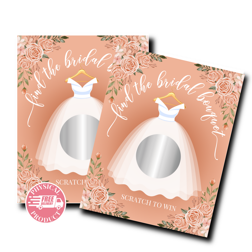 Bridal Shower Games - "Find The Bridal Bouquet" - 56 Cards - Scratch Off Cards 4A
