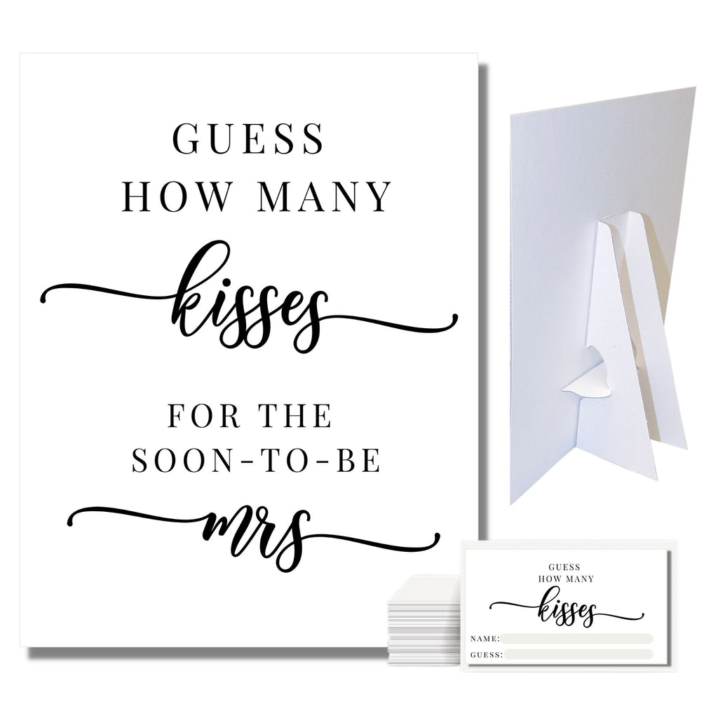 How Many Kisses Game Sign and Cards White And Black