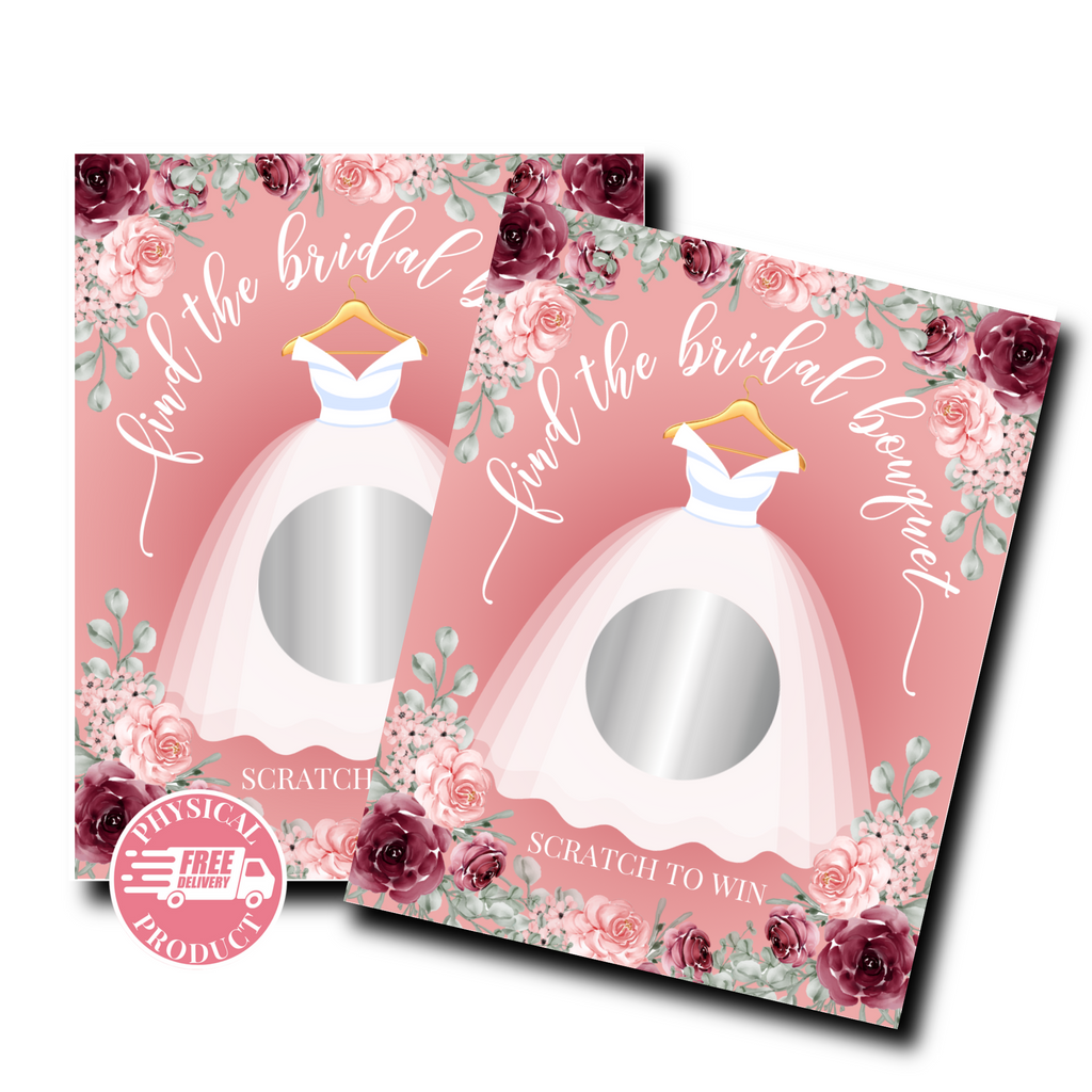 Bridal Shower Games - "Find The Bridal Bouquet" - 56 Cards - Scratch Off Cards 6A