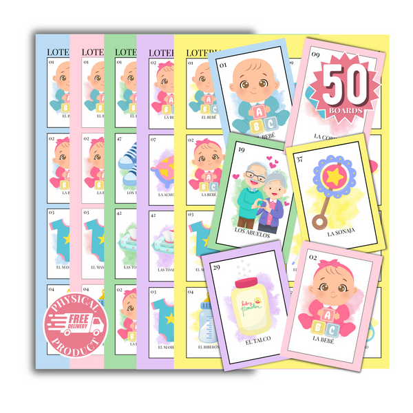 Baby Shower Bingo In Spanish - 50 Cards - Baby Shower Bingo In Spanish - Multicolor3
