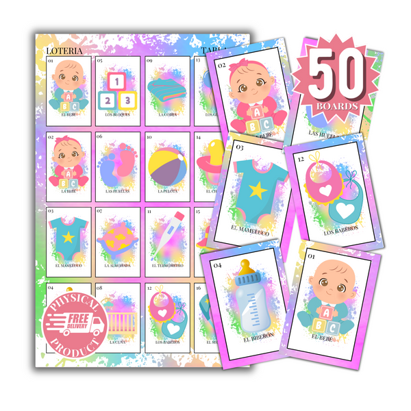 Baby Shower Bingo In Spanish - 50 Cards - Baby Shower Bingo In Spanish - Multicolor2