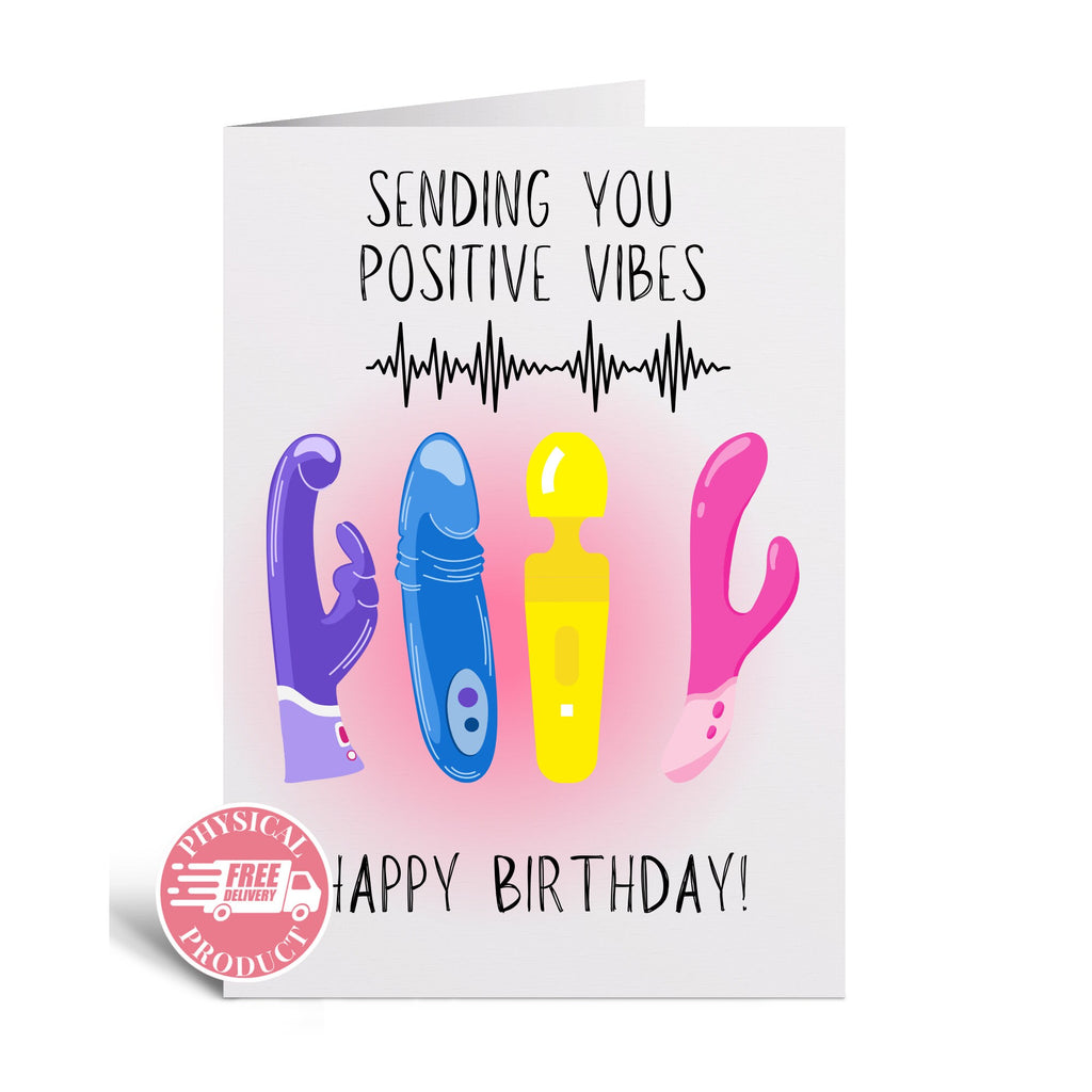 Birthday Party Decorations Gifts And Cards - "Positive Vibes" - Funny Greeting Card For A Friend Girlfriend Wife