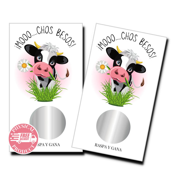 Birthday Decorations Gifts And Games - "Moo..chos Besos" - Funny Scratch Off Cards In Spanish For Friend Boyfriend Husband