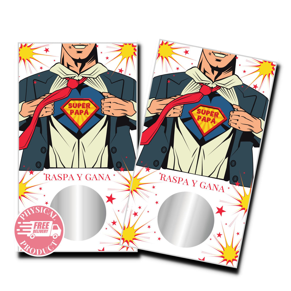 Father's Day Party Decorations Gifts And Games - "Superman" -  50 Father's Day Scratch Off Cards In Spanish