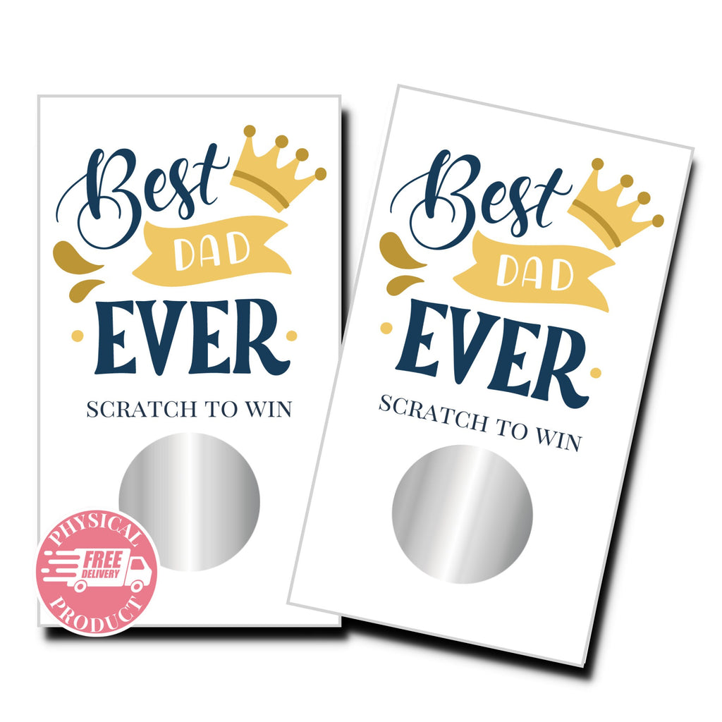 Father's Day Party Decorations Gifts And Games - "Best Dad Ever" Crown -  50 Father's Day Scratch Off Cards