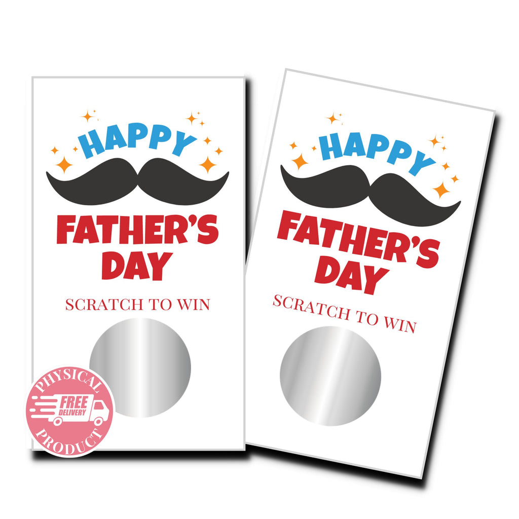 Father's Day Party Decorations Gifts And Games - "Happy Father's Day" Mustache -  50 Father's Day Scratch Off Cards