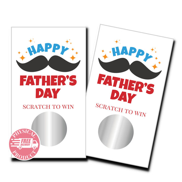 Father's Day Party Decorations Gifts And Games - "Happy Father's Day" Mustache -  50 Father's Day Scratch Off Cards