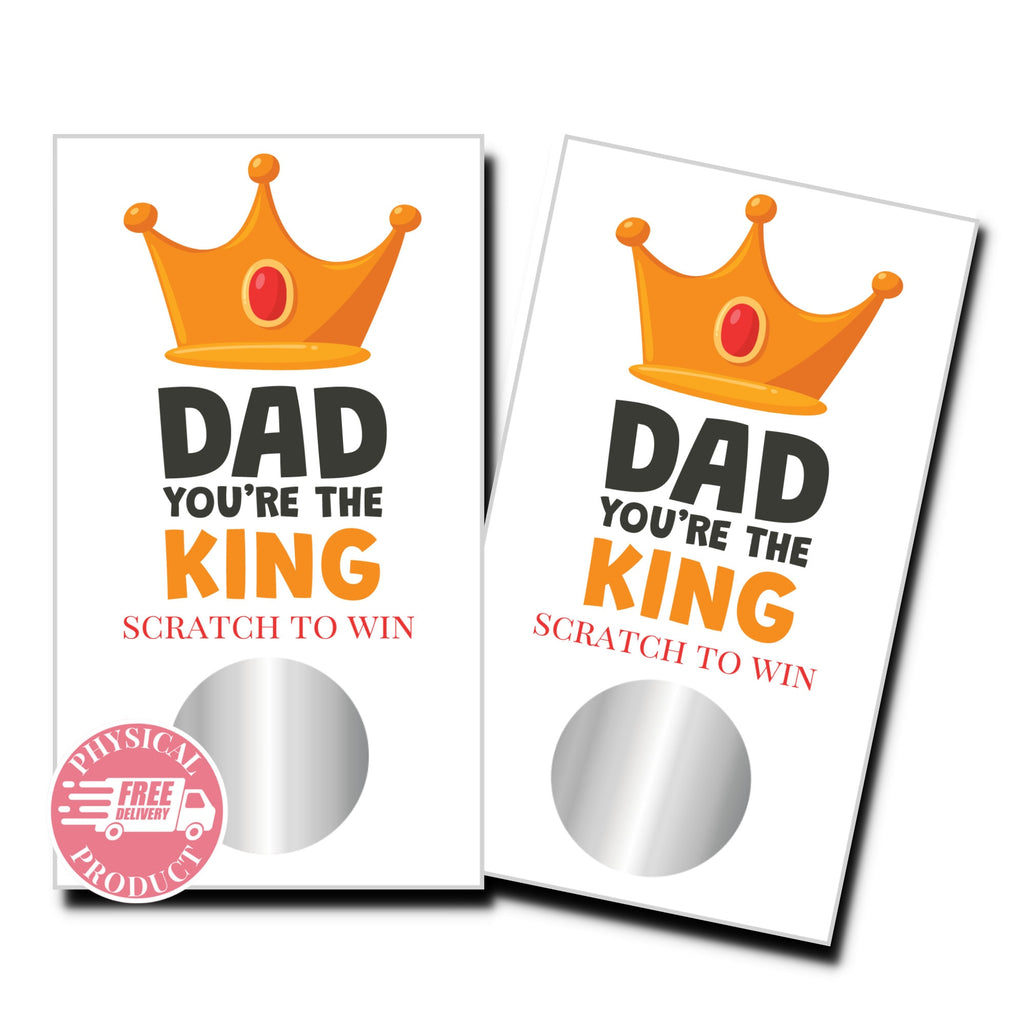 Father's Day Party Decorations Gifts And Games - "Dad You're The King" -  50 Father's Day Scratch Off Cards