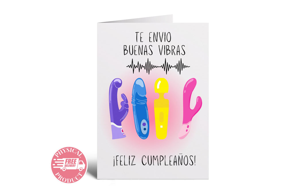 Birthday Party Decorations Gifts And Cards - "Buenas Vibras" - Funny Greeting Card In Spanish For A Friend Girlfriend Wife