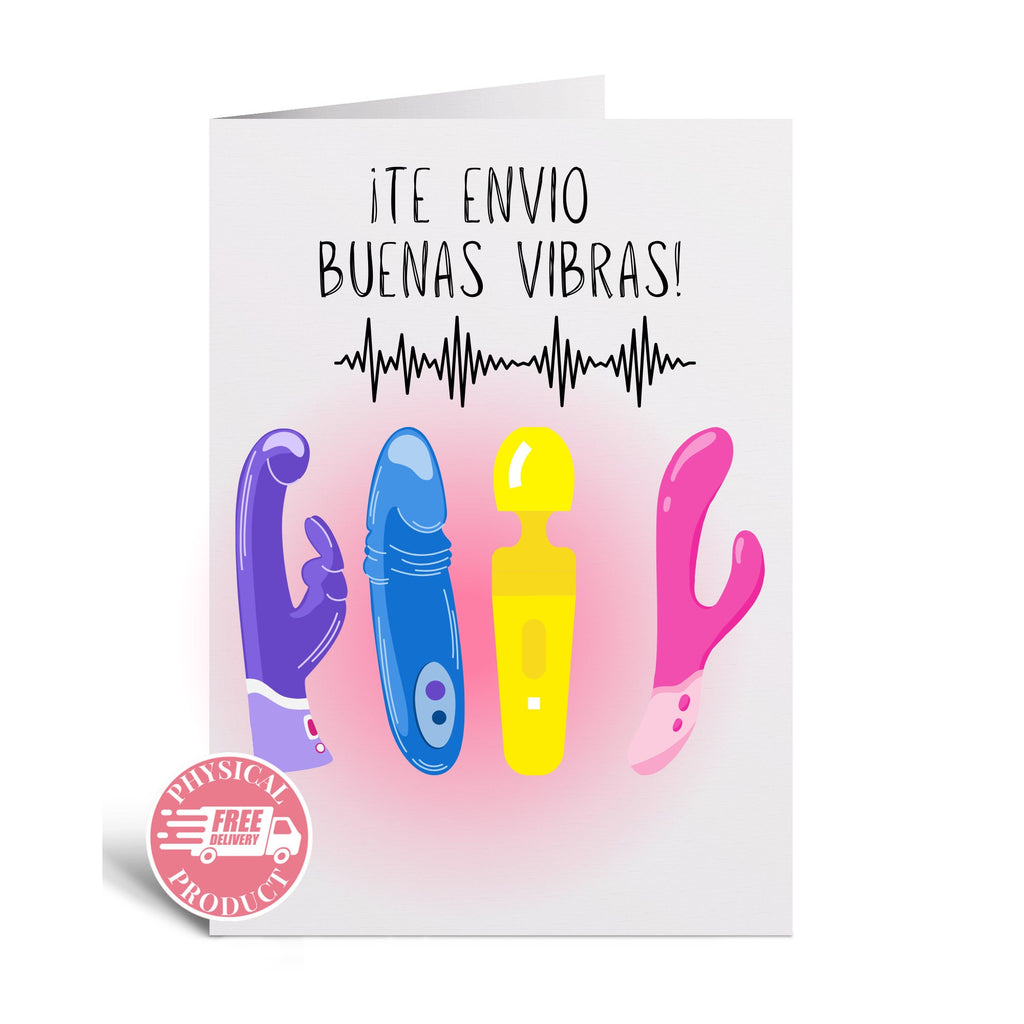 Bridal Shower Decorations Gifts And Cards - "Te Envio Buenas Vibras" - Funny Greeting Card In Spanish