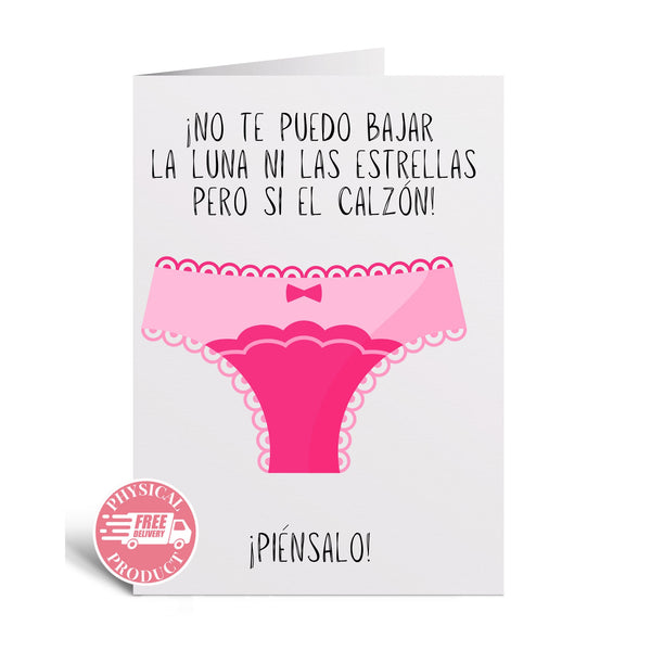 Valentine's Decorations Gifts And Cards - "Panties" - Funny Greeting Card In Spanish For Friend Girlfriend Wife