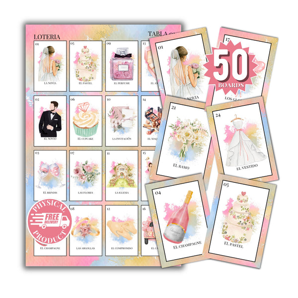 Bridal Shower Bingo In Spanish - 50 Cards - Wedding Shower Bingo In Spanish - Multicolor 1