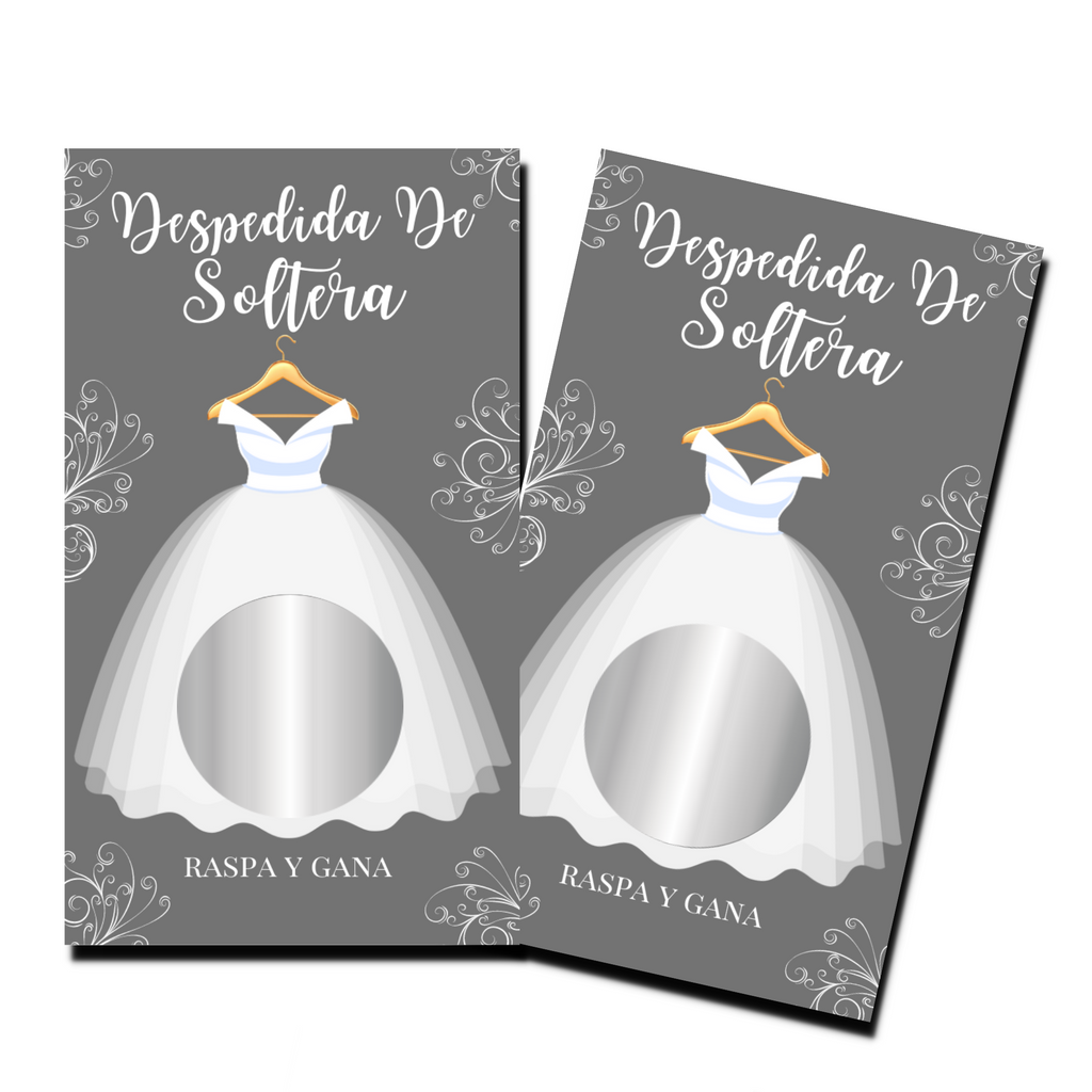 Bridal Shower Games In Spanish - "Despedida De Soltera" Bride Dress Cards - 50 Cards - Scratch Off Cards