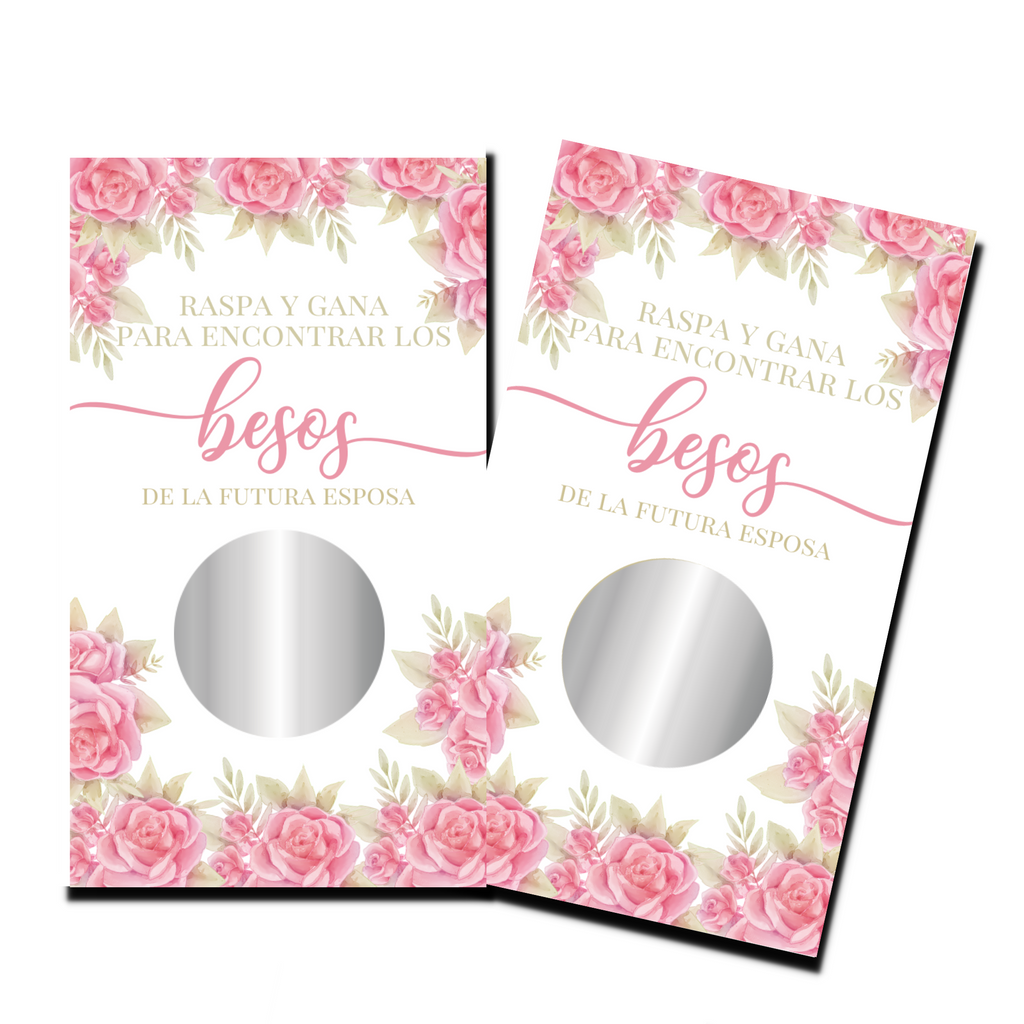 Bridal Shower Games In Spanish - "Besos Para La Futura Novia" - 50 Cards - Scratch Off Cards