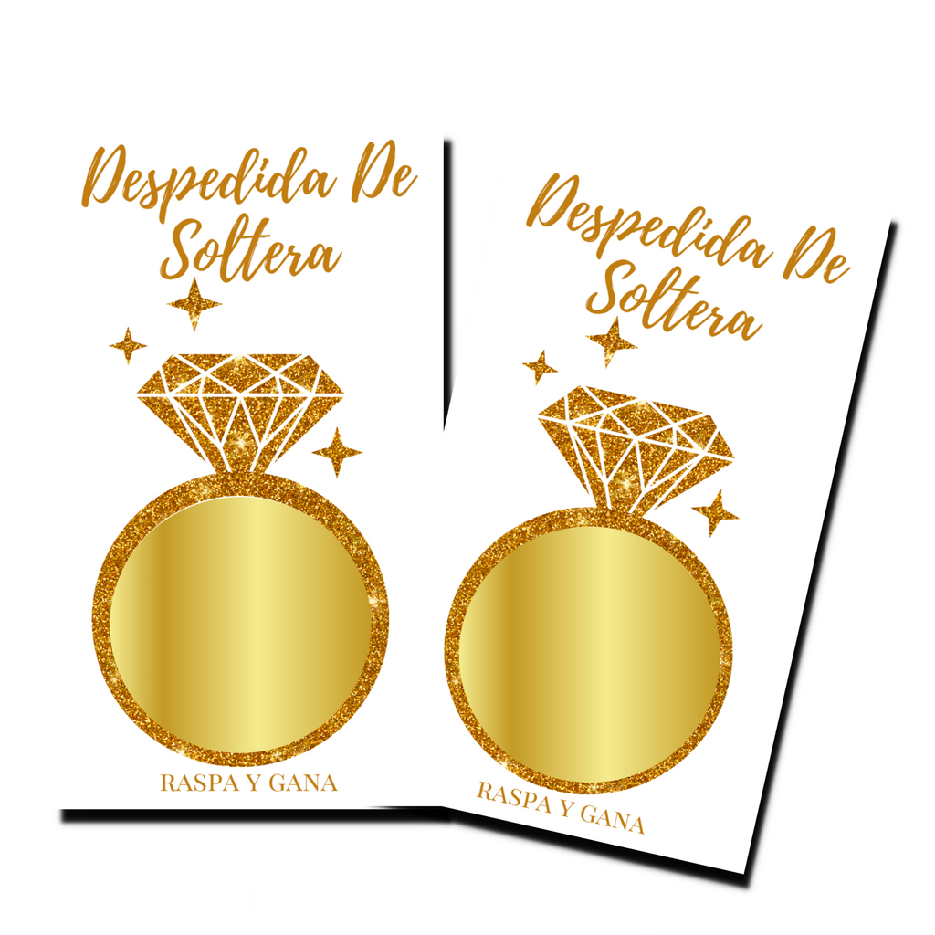 Bridal Shower Games In Spanish - "Despedida De Soltera" Gold Ring - 50 Cards - Scratch Off Cards