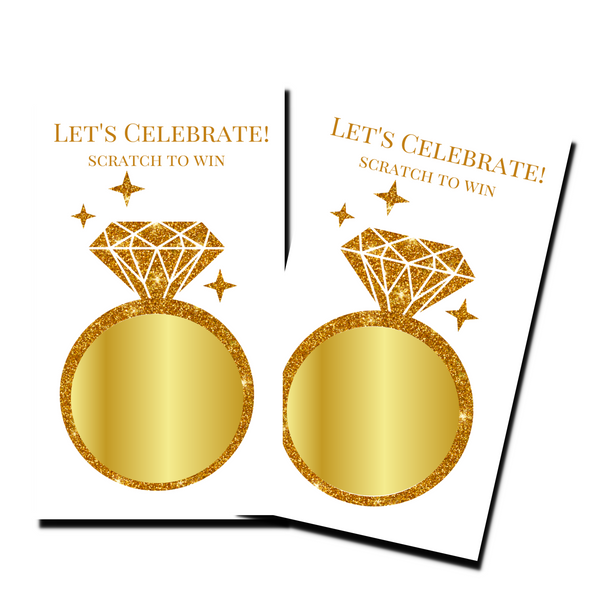 Bridal Shower Games - "Let's Celebrate" Gold Ring - 50 Cards - Scratch Off Cards