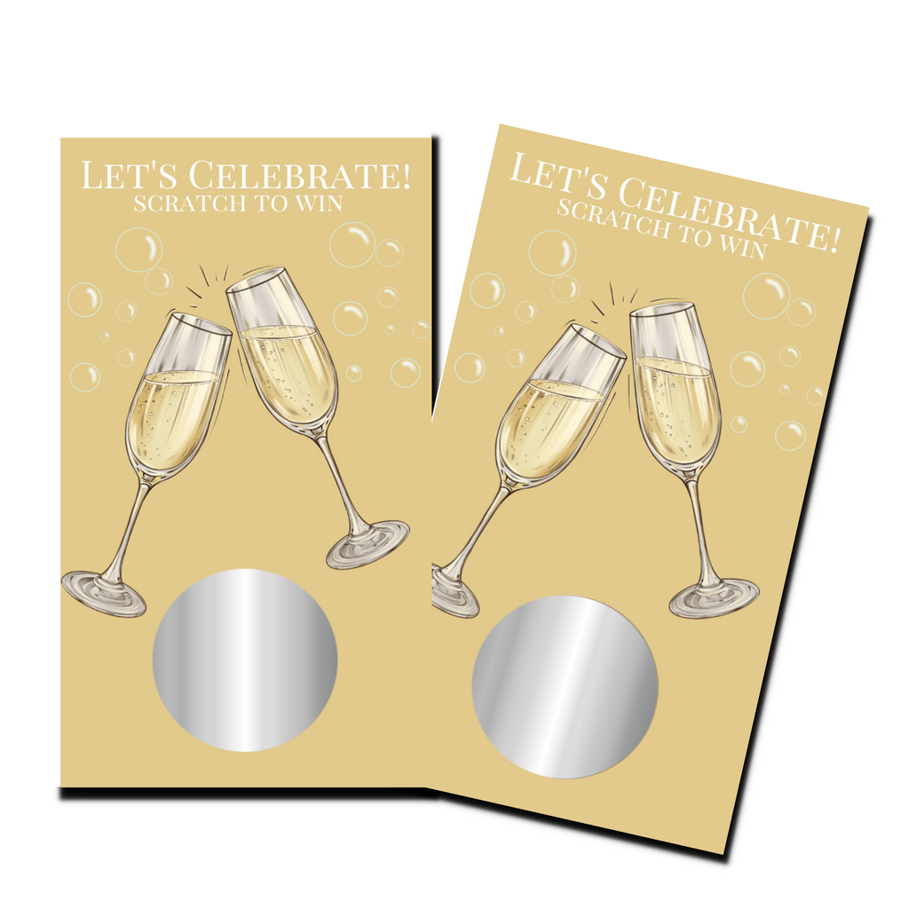 Bridal Shower Games - "Let's Celebrate" Champagne Glasses - 50 Cards - Scratch Off Cards