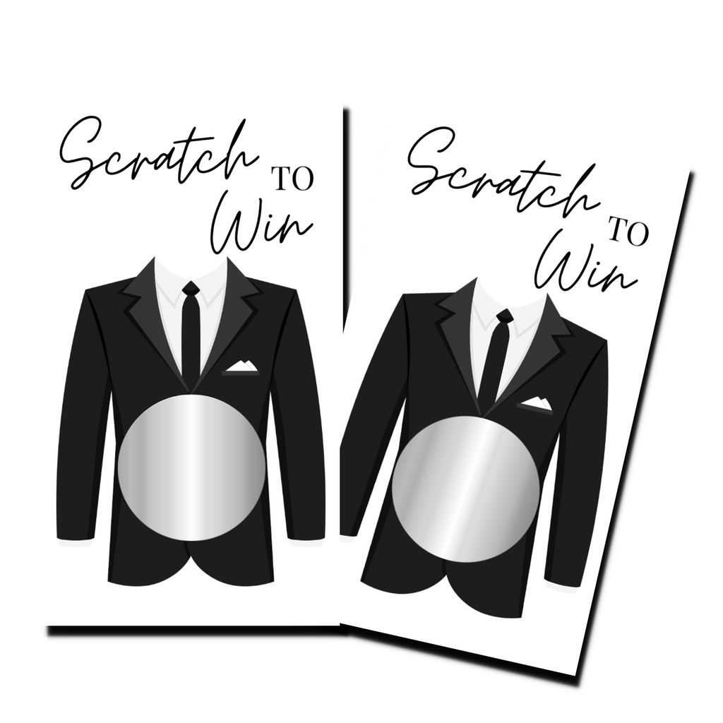 Bridal Shower Games - "Scratch To Win" Tuxedo - 50 Cards - Scratch Off Cards