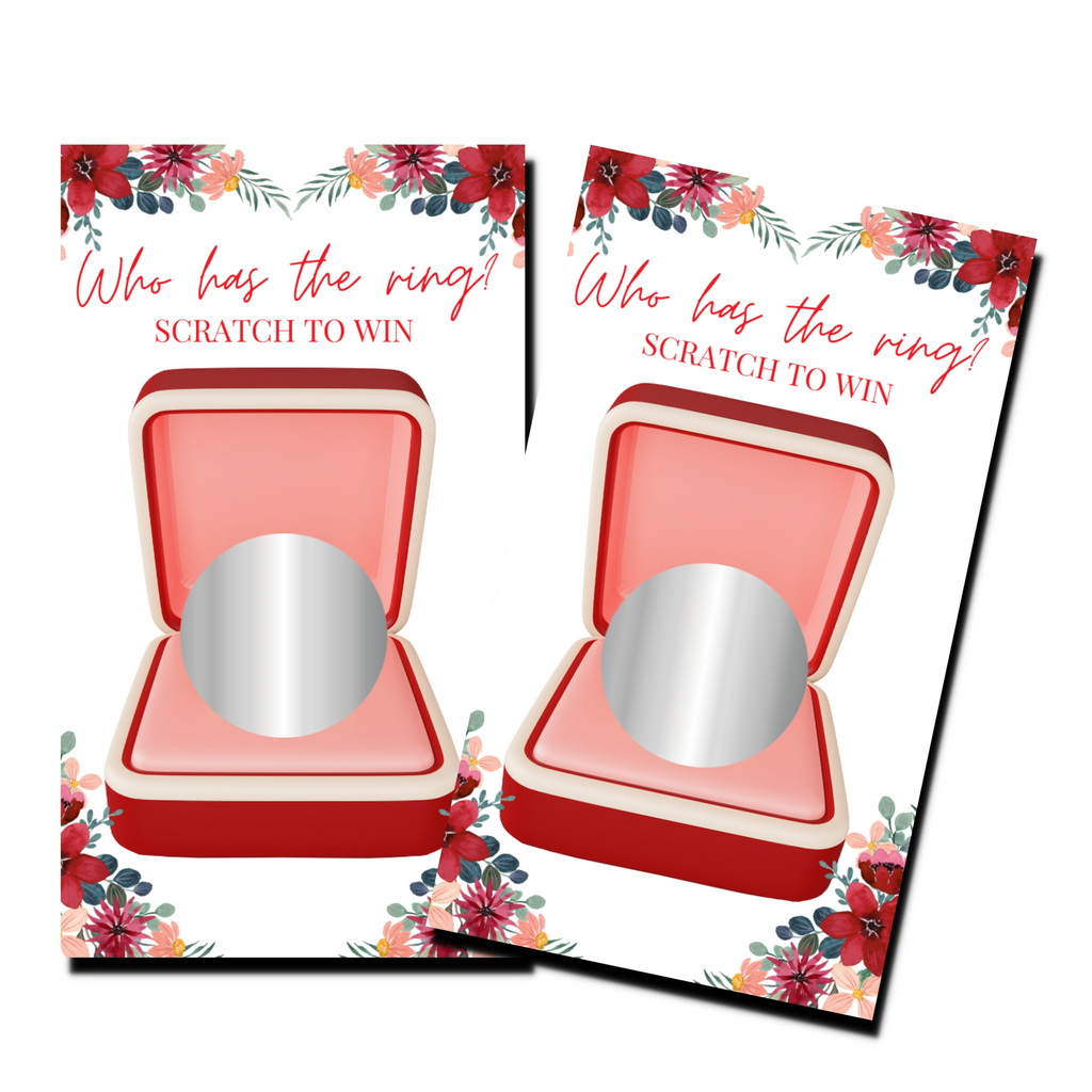 Bridal Shower Games - "Who Has The Ring" Ring Case - 50 Cards - Scratch Off Cards