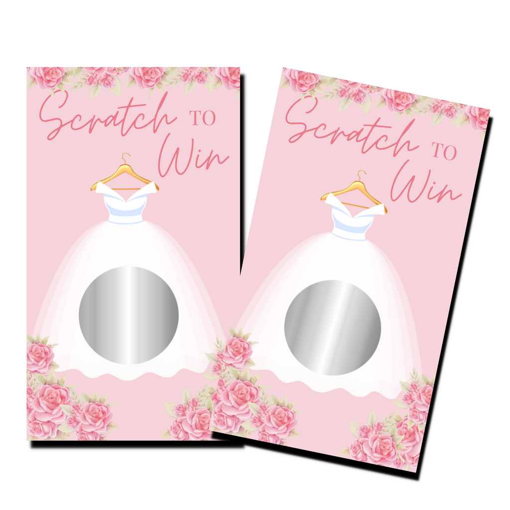 Bridal Shower Games - "Scratch To Win" Wedding Dress - 50 Cards - Scratch Off Cards