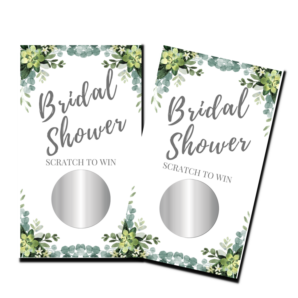 Bridal Shower Games - "Bridal Shower" Gray Floral Card - 50 Cards - Scratch Off Cards