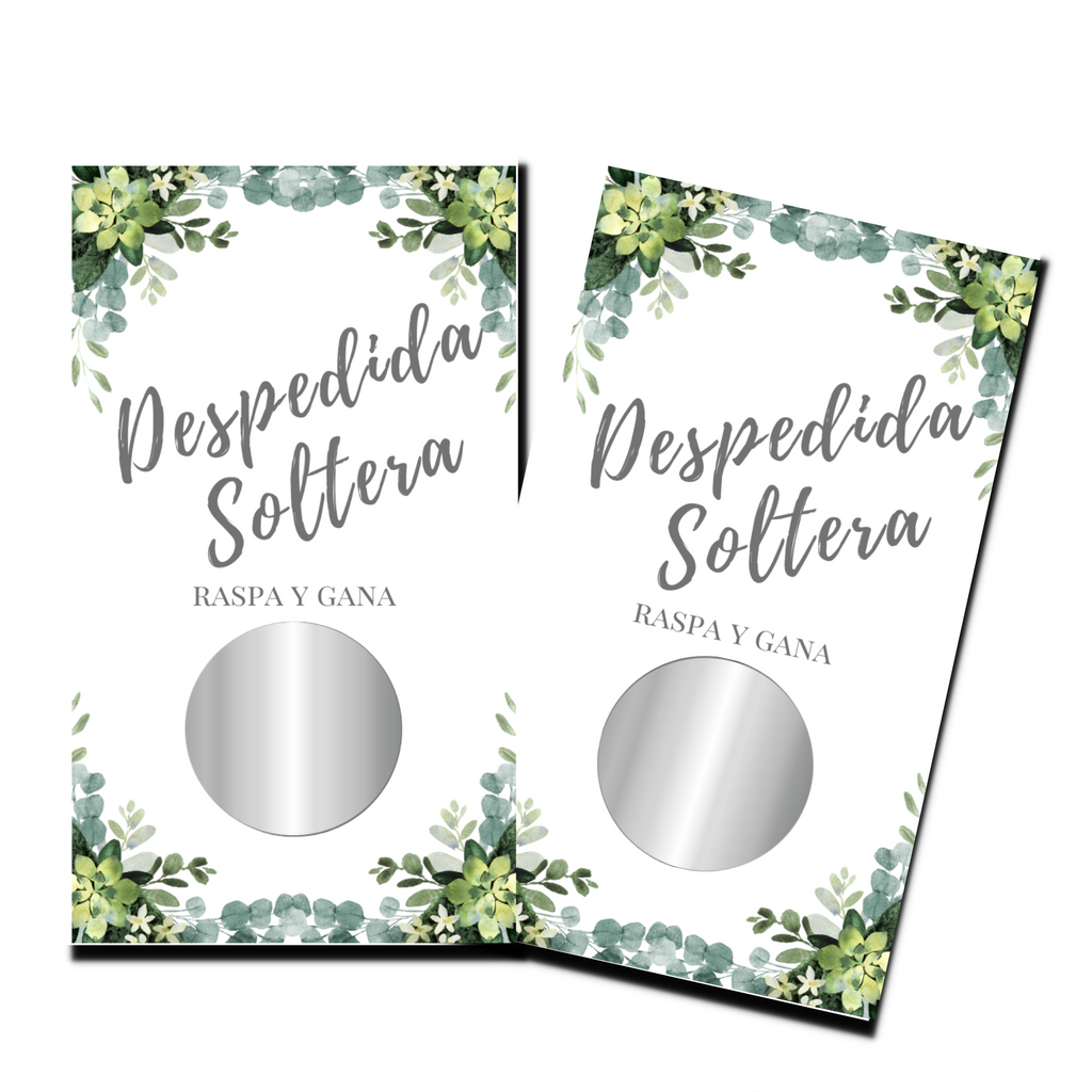 Bridal Shower Games In Spanish - "Despedida De Soltera" Eucaliptus Cards - 50 Cards - Scratch Off Cards