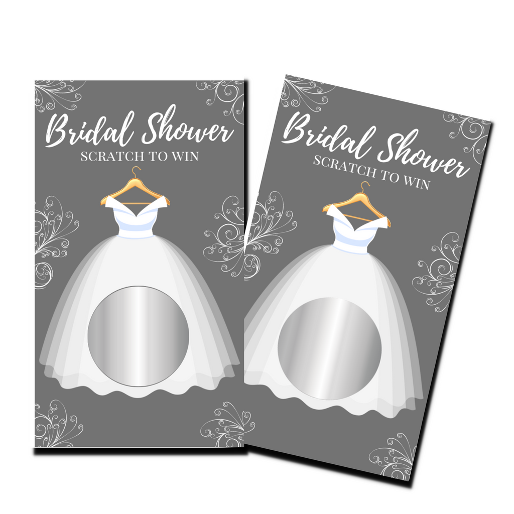 Bridal Shower Games - "Bridal Shower" Bride Dress - 50 Cards - Scratch Off Cards