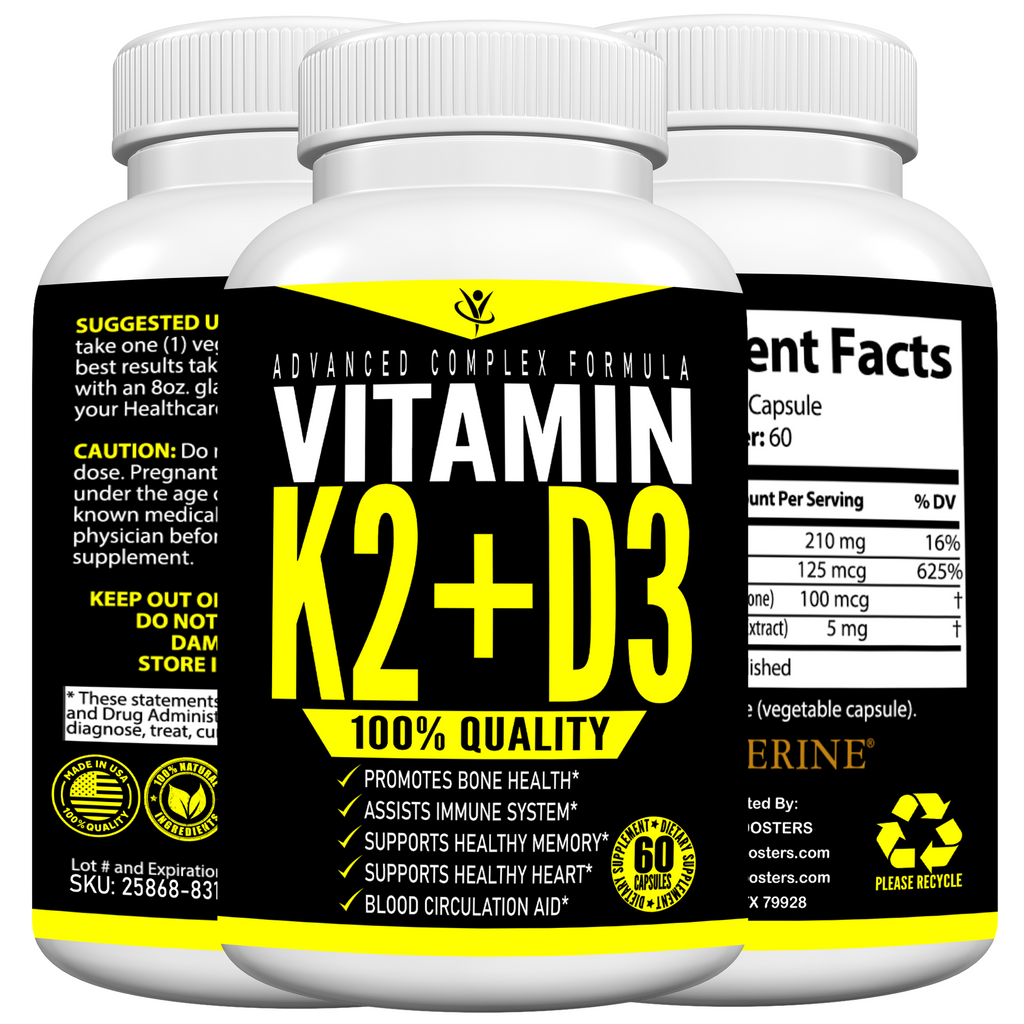 Vitaminas K2 And D3; Vit; K2+D3; Con Bioperine; Sistema Inmune; Huesos; Corazon; Dientes; Salud; Suplemento Dietetico; Vitaminas Y Minerales; Capsulas